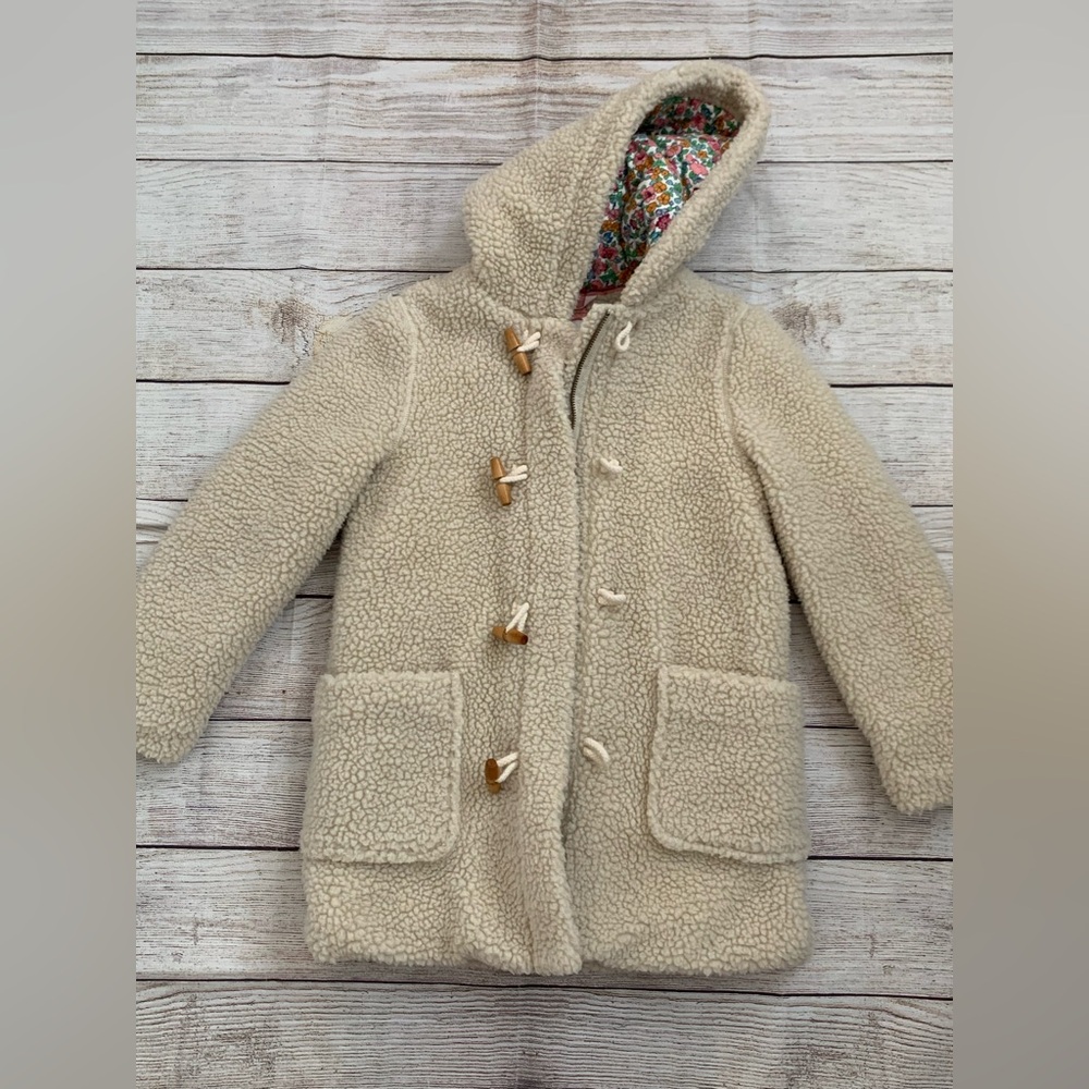 Mini Boden Cream Kids Sherpa Coat